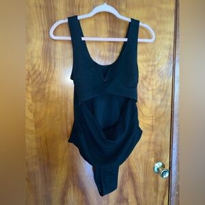 Black Ribbed Peak a Boo Swimsuit